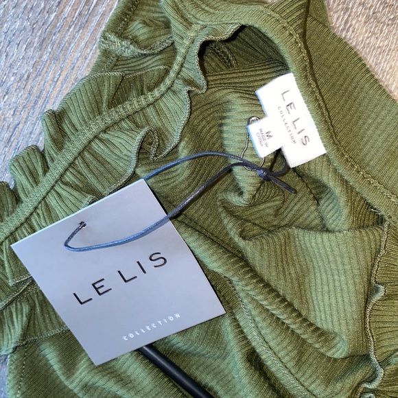 Olive Ruffle Ribbed Bodysuit - Picture 5 of 5